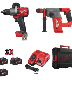 Milwaukee KIT FUEL TRAPANO TASSELLATORE 3 BATTERIE 1 CARICABATTERIA 1 VALIGIA mod. M18FPP2AC-503X