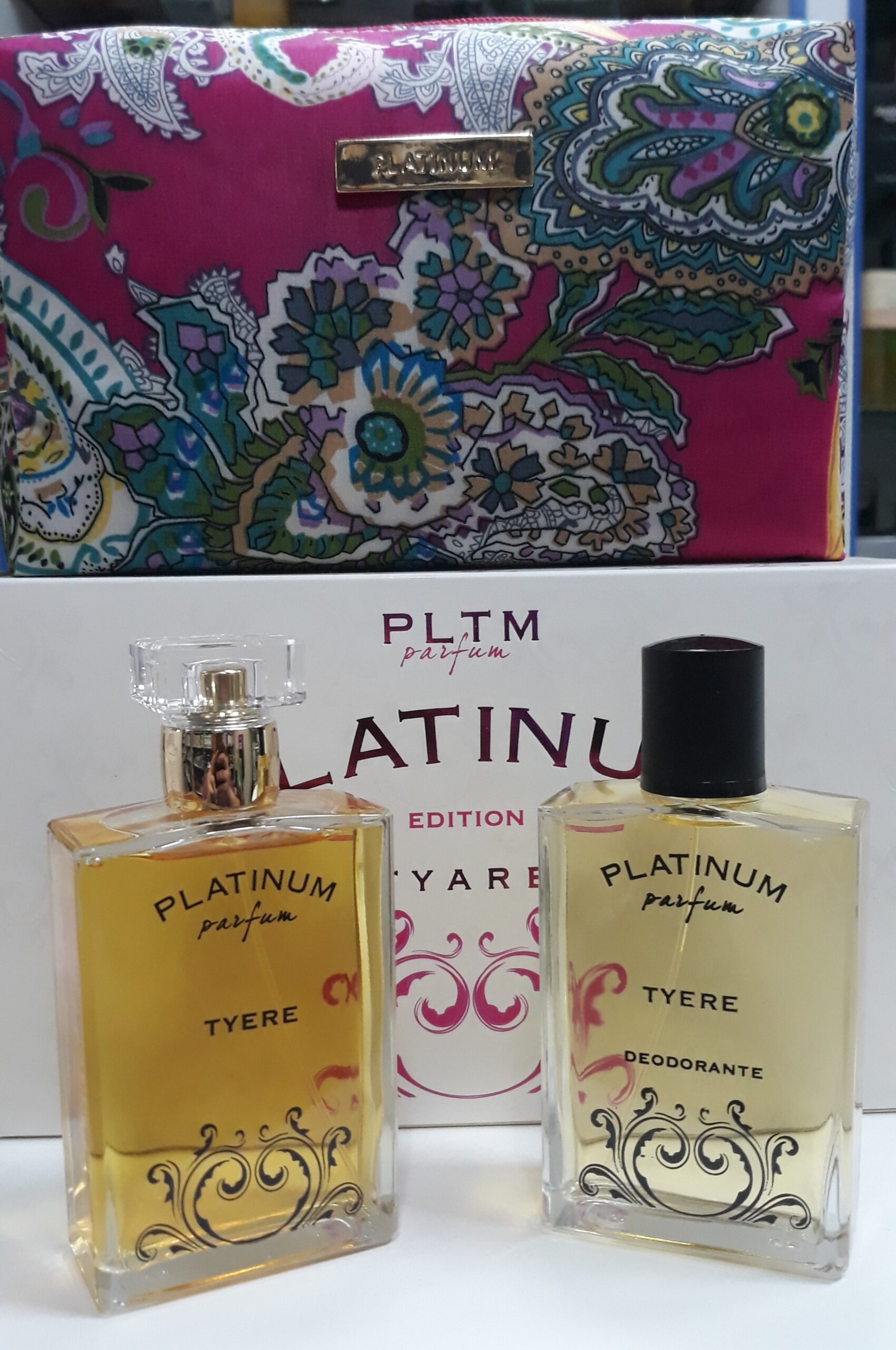 PLATINUM PARFUM CONFEZIONE REGALO TYARE PROFUMO 100 ML+DEODORANTE VETRO SPRAY 100ML+POCHETTE - immagine 2