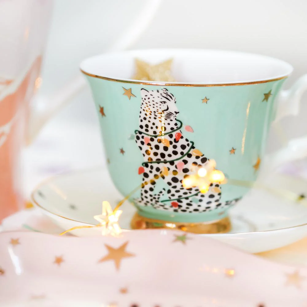 Yvonne Ellen Set 2 Tazze da Tè con Piatto Ghepardo e Giraffa - immagine 3