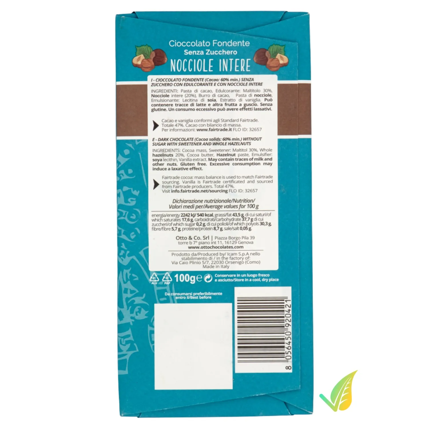 Cioccolato Fondente con Nocciole Intere 100g - immagine 3