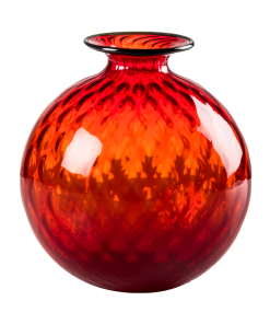 Venini Vaso Monofiore Balloton Rosso Filo Verde Mela H24,5 cm