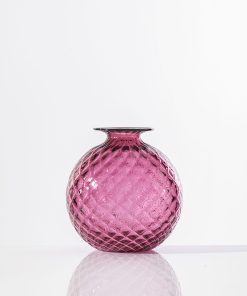 Venini Vaso Monofiore Balloton Magenta Filo Rosso H20,5 cm