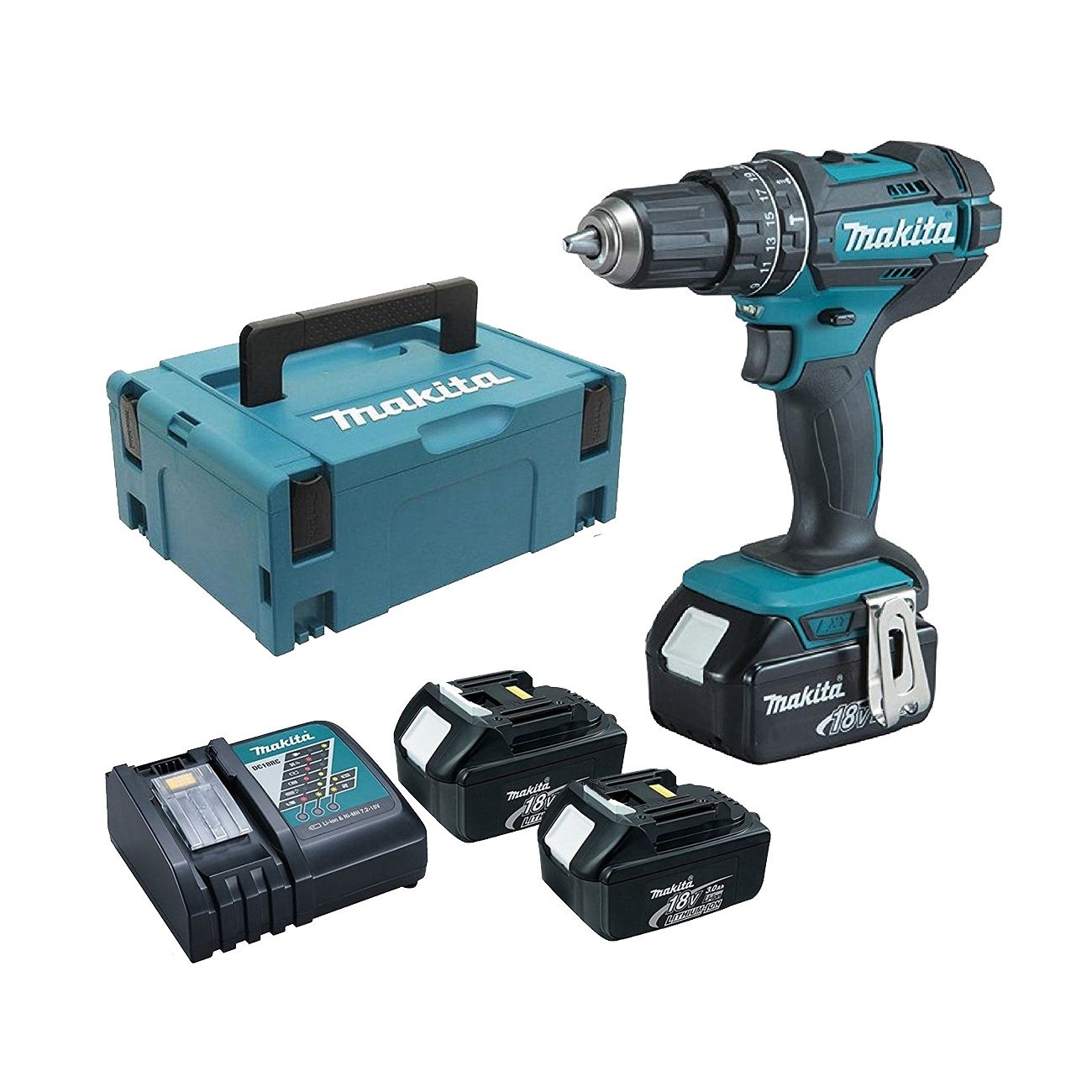 Makita TRAPANO AVVITATORE A PERCUSSIONE 18V 3 BATTERIE mod. DHP482RF3J