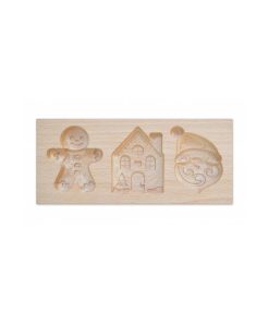 Stampo in legno per Biscotti di Natale – Gingerbread, Casetta & Babbo Natale